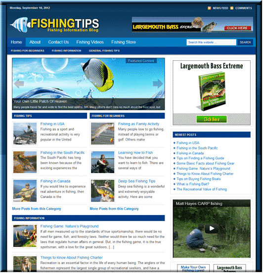 Fishing Ready Made Site | Download PLR Turnkey WordPress Blog