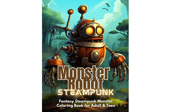 Steampunk Monster Robot Adult Coloring Book