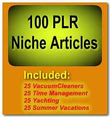 100 PLR articles about vacuum cleaners, time management, yachting, and summer vacations with resell rights