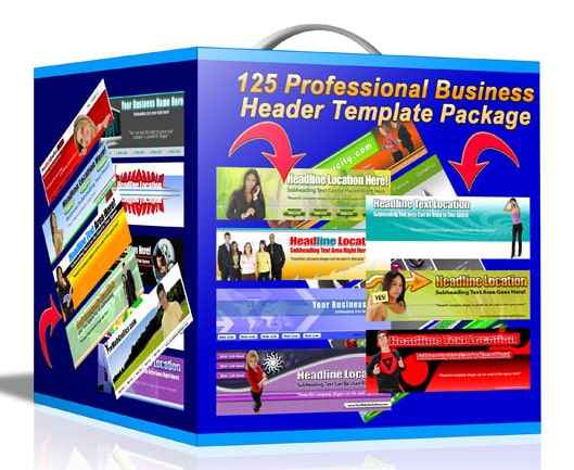 125 editable professional business header templates with Master Resell Rights for digital download