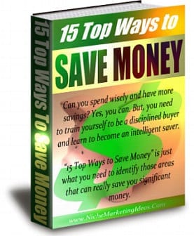 15 Top Ways To Save Money digital PLR guide with money-saving strategies and resell rights