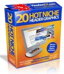 20 Hot Niche Header Graphics Version 2 - PSD & JPG with Master Resale Rights