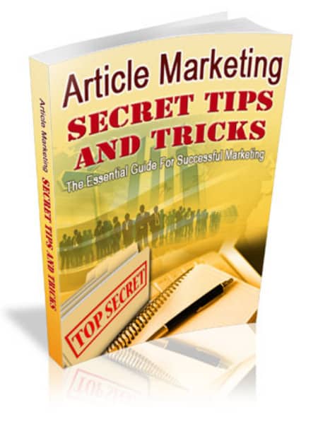 Article marketing tips ebook cover showing strategies to boost online profits with PLR rights