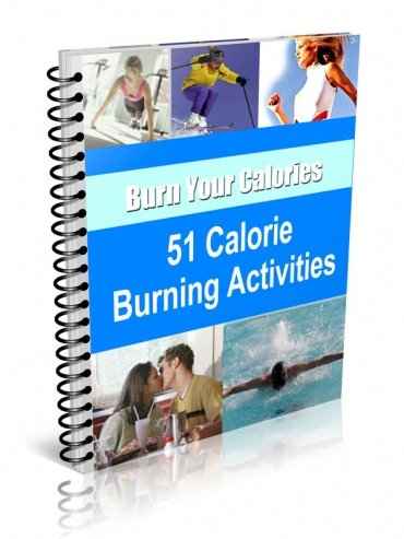 51 Calorie Burning Activities PLR ebook cover showing calorie burn comparisons
