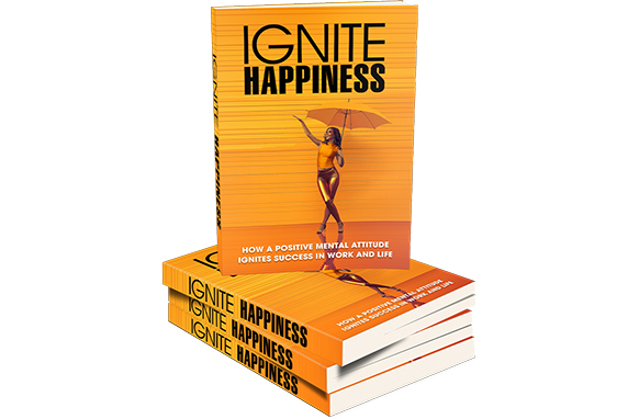Ignite Happiness course cover with positive mental attitude and PLR MRR digital download rights