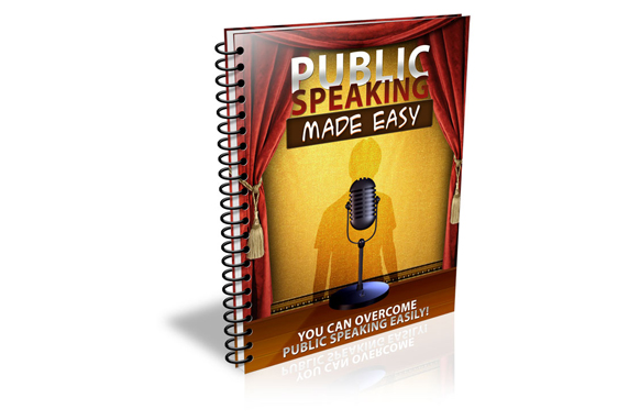 Public Speaking Made Easy Report cover image with microphone and speaker icon on blue background