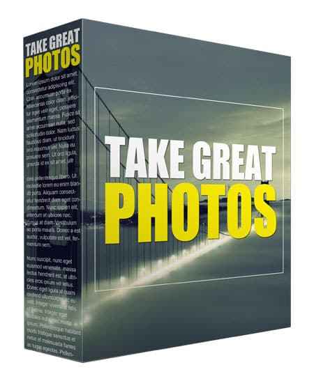 Candid photography guide digital download PLR book cover with camera and landscape example image