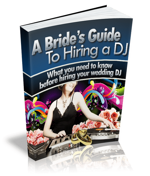 Wedding DJ hiring guide cover with practical tips for brides and grooms