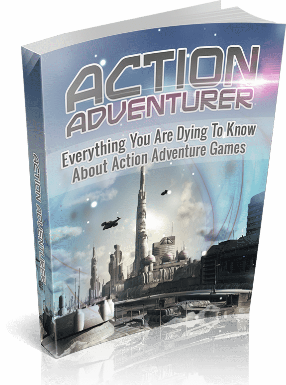 Action Adventurer digital guide covering action game basics, puzzles, and problem-solving with full PLR/MRR rights