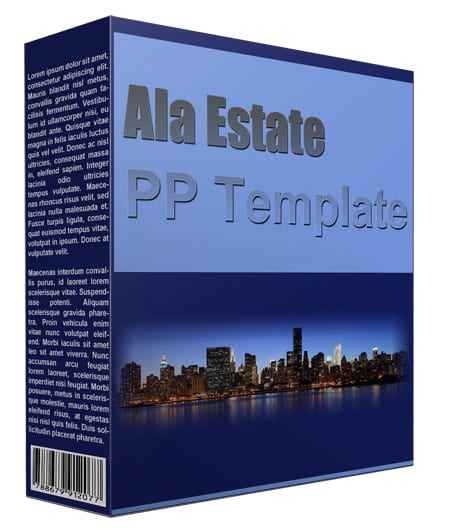 Ala Estate multipurpose PowerPoint template for professional presentations with PLR MRR resell rights