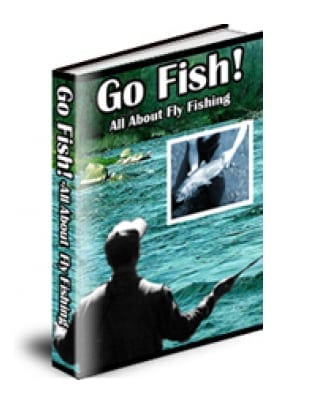 Fly fishing guide ebook cover with rod and reel – digital download with PLR MRR resell rights