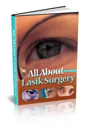 All About Lasik Surgery ebook cover with eye diagram and laser beam
