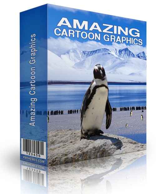 Collection of vibrant cartoon graphics and infographics for social media and blog use with resell rights