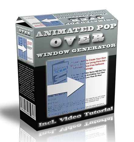 Animated Pop Over Window Generator tool with sliding window animation and download interface