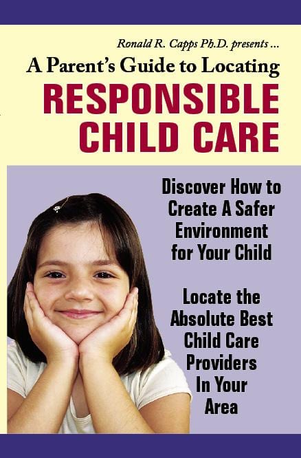 Parenting guide ebook cover showing child care safety tips and provider selection checklist