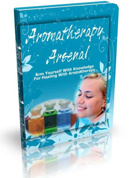 Essential oil guide ebook cover with aromatherapy bottles and lavender for holistic wellness