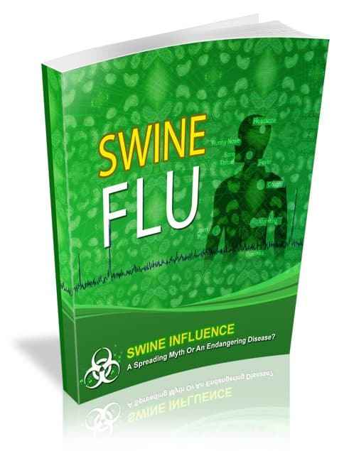 Swine flu eBook cover showing a spreading myth or endangering disease digital download with PLR rights