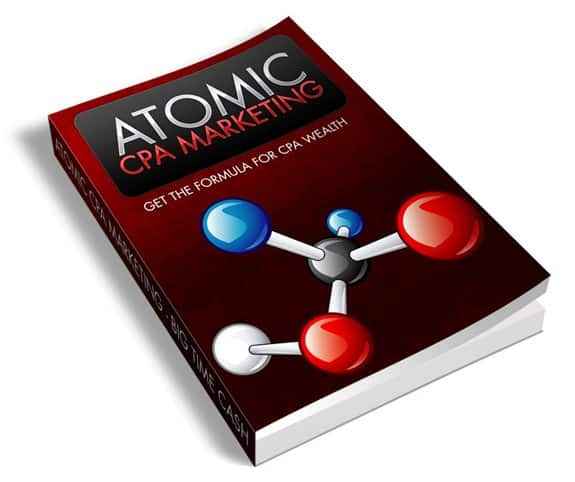 Atomic CPA Marketing ebook cover showing affiliate commission strategies and PLR resell rights