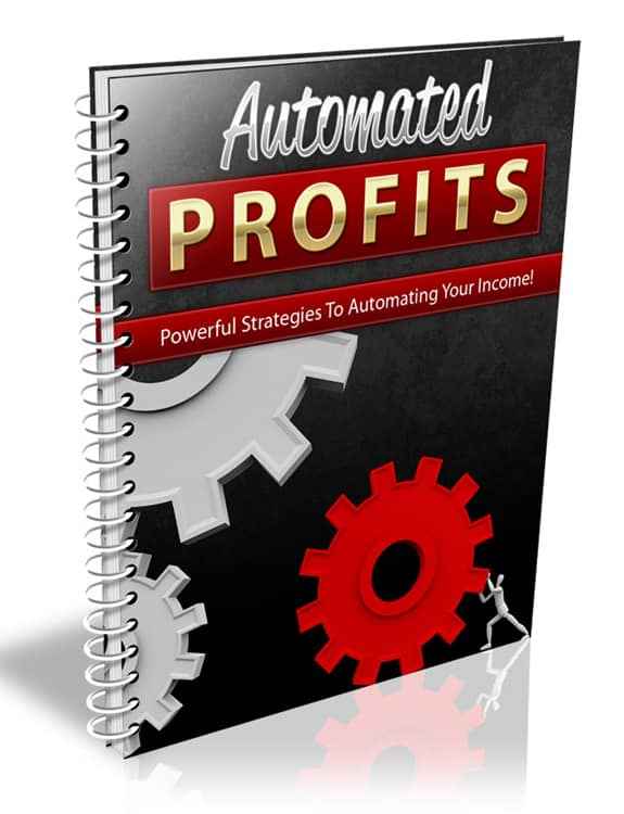Automated Profits eBook cover showing email marketing profit system with digital download and PLR rights