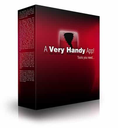A Very Handy App software dashboard with modules for internet marketing and list building