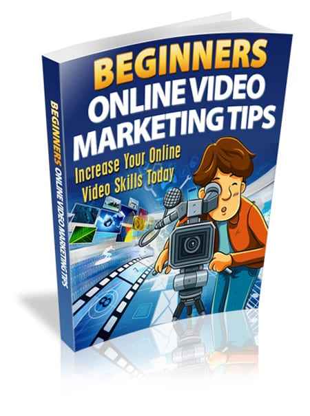 Beginners Online Video Marketing Tips ebook cover with PLR MRR digital download rights