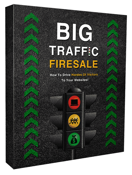 Big Traffic Firesale digital course cover showing traffic generation strategies with PLR/MRR resell rights