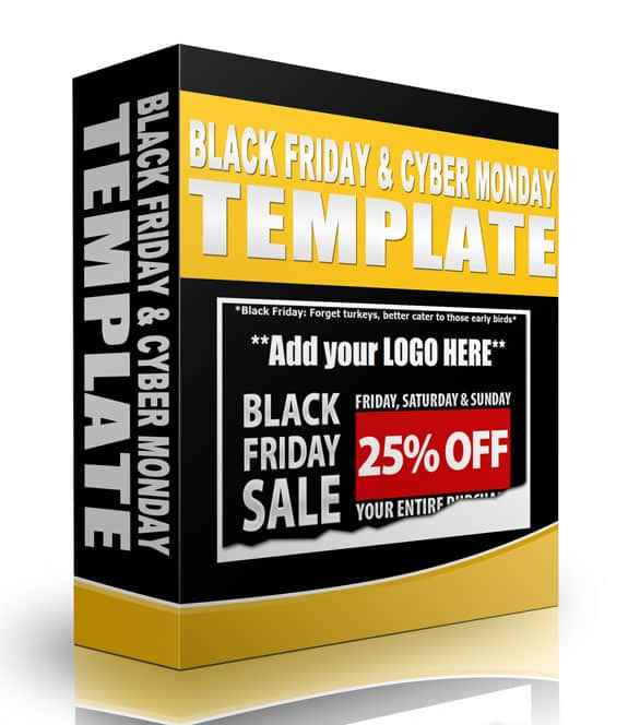 Black Friday Cyber Monday splash templates with mini-sites for instant digital download and PLR MRR resell rights