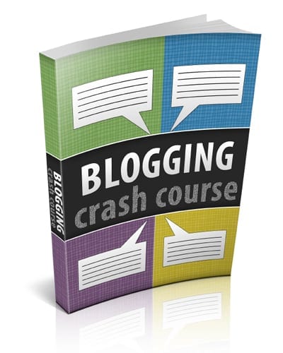 Blogging Crash Course – PLR eBook cover showing blog setup and traffic strategies
