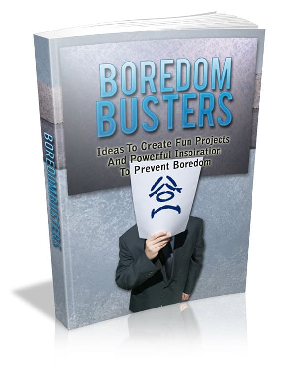 Boredom Busters digital ebook with PLR MRR rights for reselling and overcoming boredom