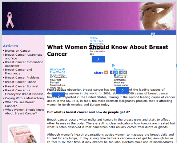 Breast Cancer Website PLR package with resell rights for health niche