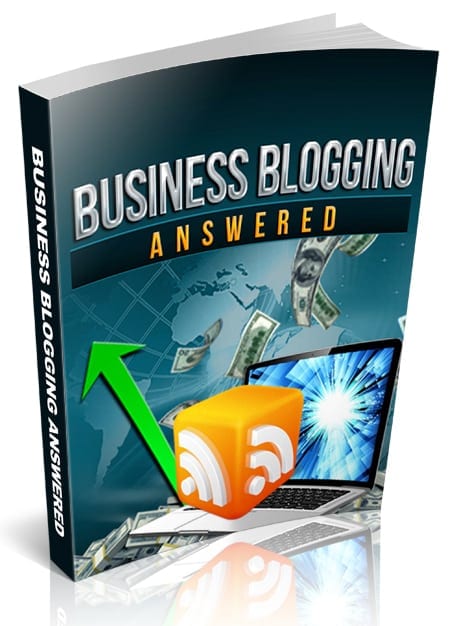Business Blogging Answered digital PLR report cover image with strategies for building a business blog