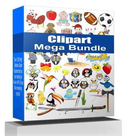 Clipart Mega Bundle of digital graphics for product launches with resell rights