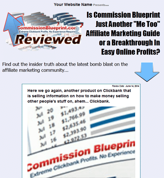 Commission Blueprint digital PLR package – presell template for affiliate marketing success
