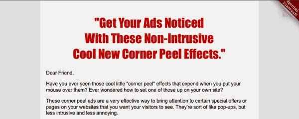 Easy Corner Peel Ads - non-intrusive corner peel effects for website marketing and lead generation