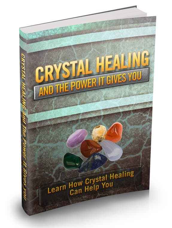 Crystal healing guide with gemstones, energy work, and PLR resell rights for spiritual wellness niche