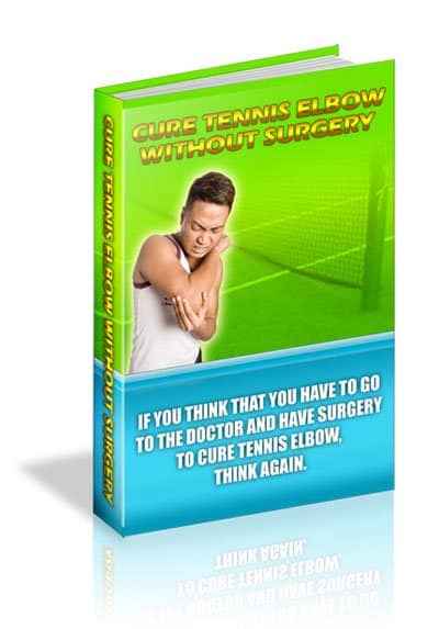 Digital guide showing how to cure tennis elbow without surgery, with PLR and MRR resell rights included