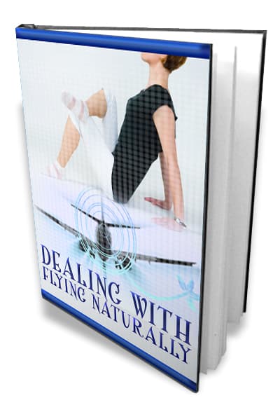 Fear of flying natural remedies guide book cover with airplane and calming imagery