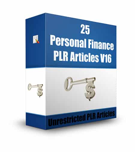 Personal finance PLR articles cover image – 25 stock market and money management topics with resell rights