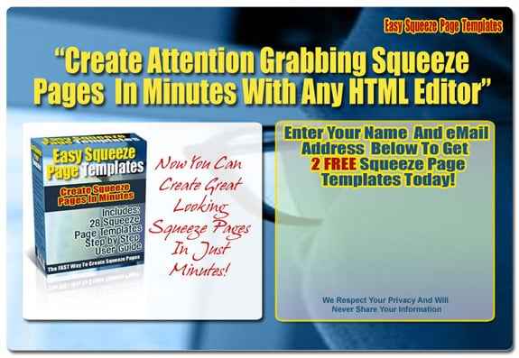 Easy Squeeze Page Templates – digital PLR/MRR squeeze page builder kit for email list growth