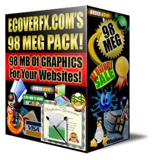 ECoverFX 98 Meg Graphic Pack resell rights sales page graphics bundle