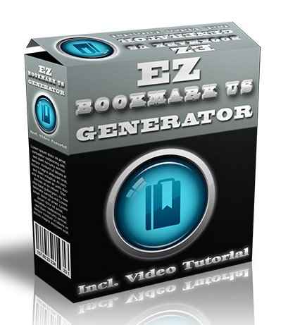 EZ Bookmark Us Generator software interface showing simple bookmark script creation for websites