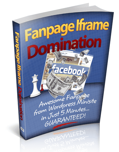 Fanpage Iframe Domination WordPress theme graphic showing Facebook fanpage creation tool