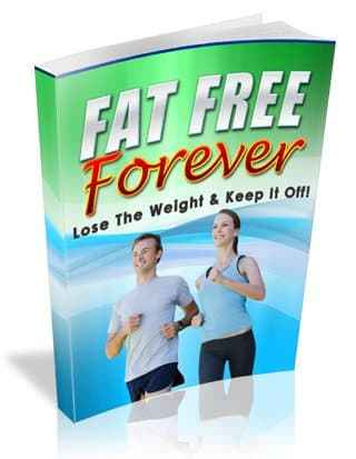 Fat Free Forever digital ebook cover featuring a slim silhouette and motivational health keywords
