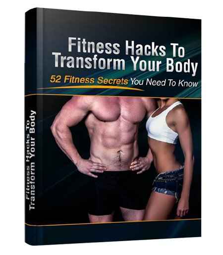 Digital fitness guide with PLR rights showing body transformation hacks for weight loss and muscle building