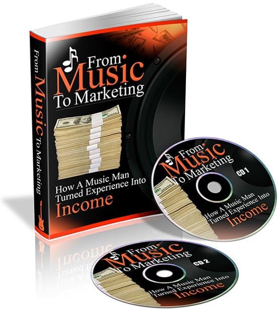 From Music To Marketing – PLR digital product showing musician turned marketer with resell rights