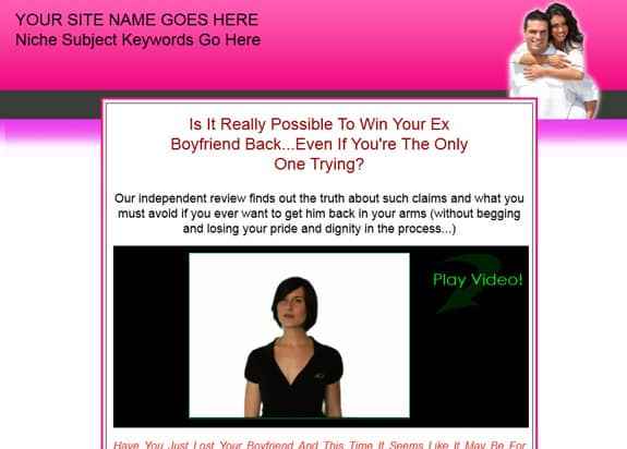 Digital PLR product preview showcasing Get Your Boyfriend Back presell template with resell rights