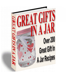Great Gifts In A Jar ebook cover with jar gift recipes for cakes, cookies, soups, and chilis