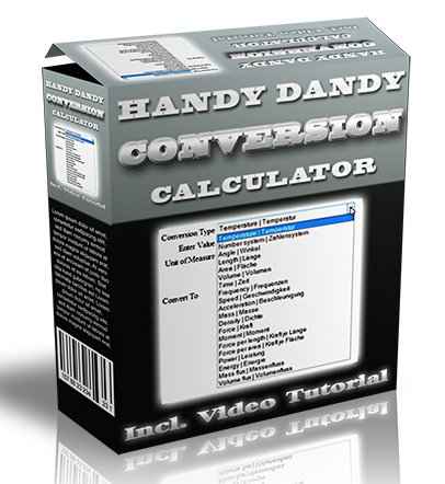 Handy Dandy Conversion Calculator software with instruction tutorial and eCovers for digital resell rights