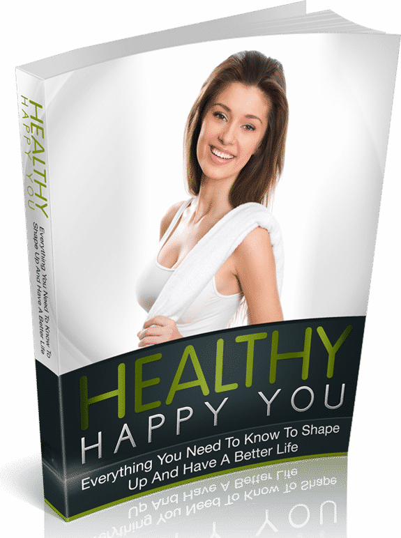 Digital download with PLR resell rights - Healthy Happy You ebook cover showing health and happiness concepts