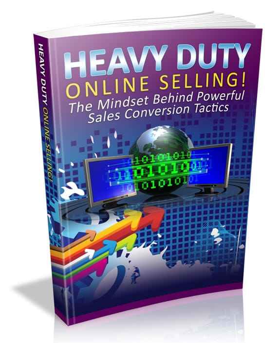 Heavy Duty Online Selling book cover showing digital download with PLR/MRR resell rights